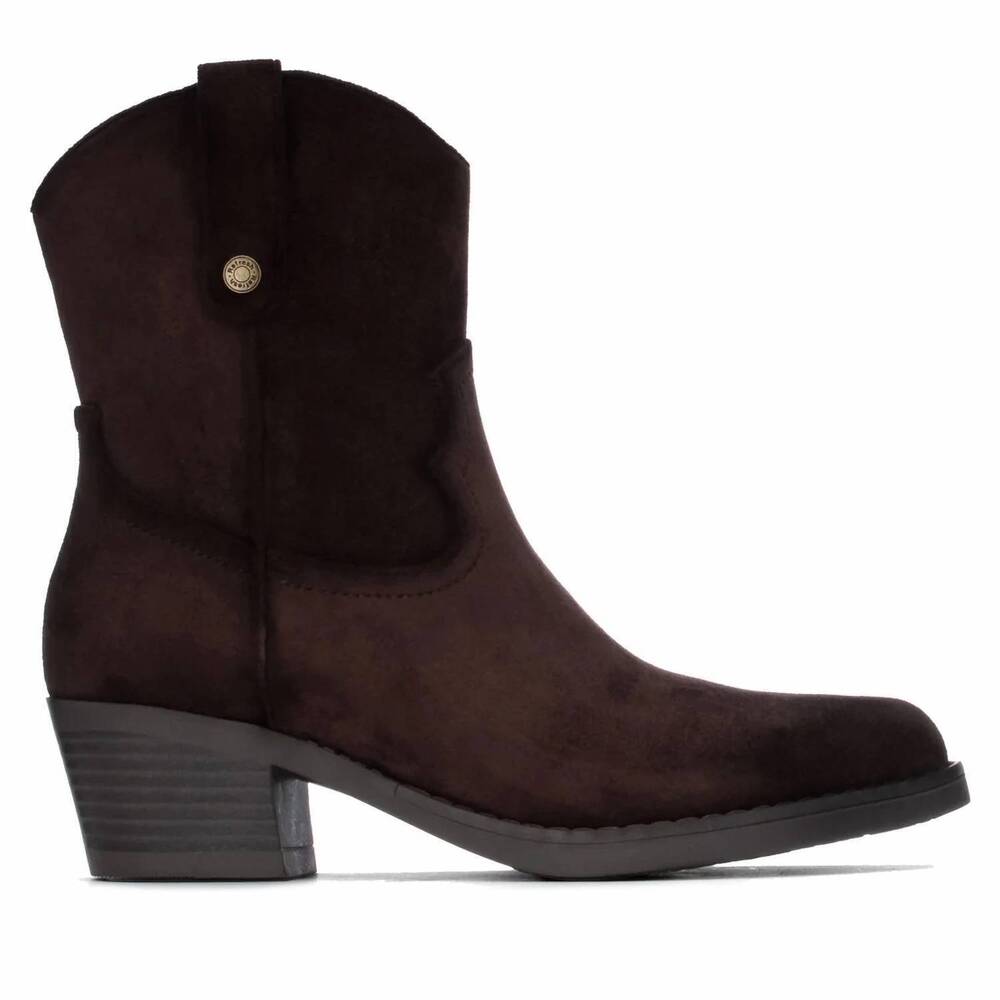 NEW REFRESH women's italian western suede ankle booties in brown